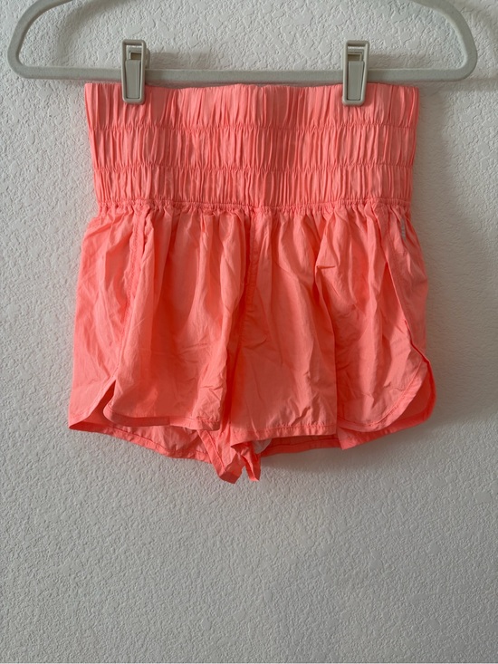 FP Movement by Free People Pants - FP Movement by Free People Coral Pink Smocked High-Waist Shorts